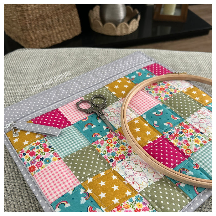 Large Rainbow Patchwork Project Bag