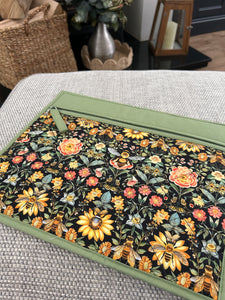 Green Floral Bee Large Project Bag