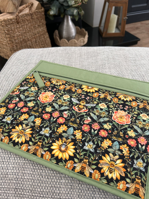 Green Floral Bee Large Project Bag