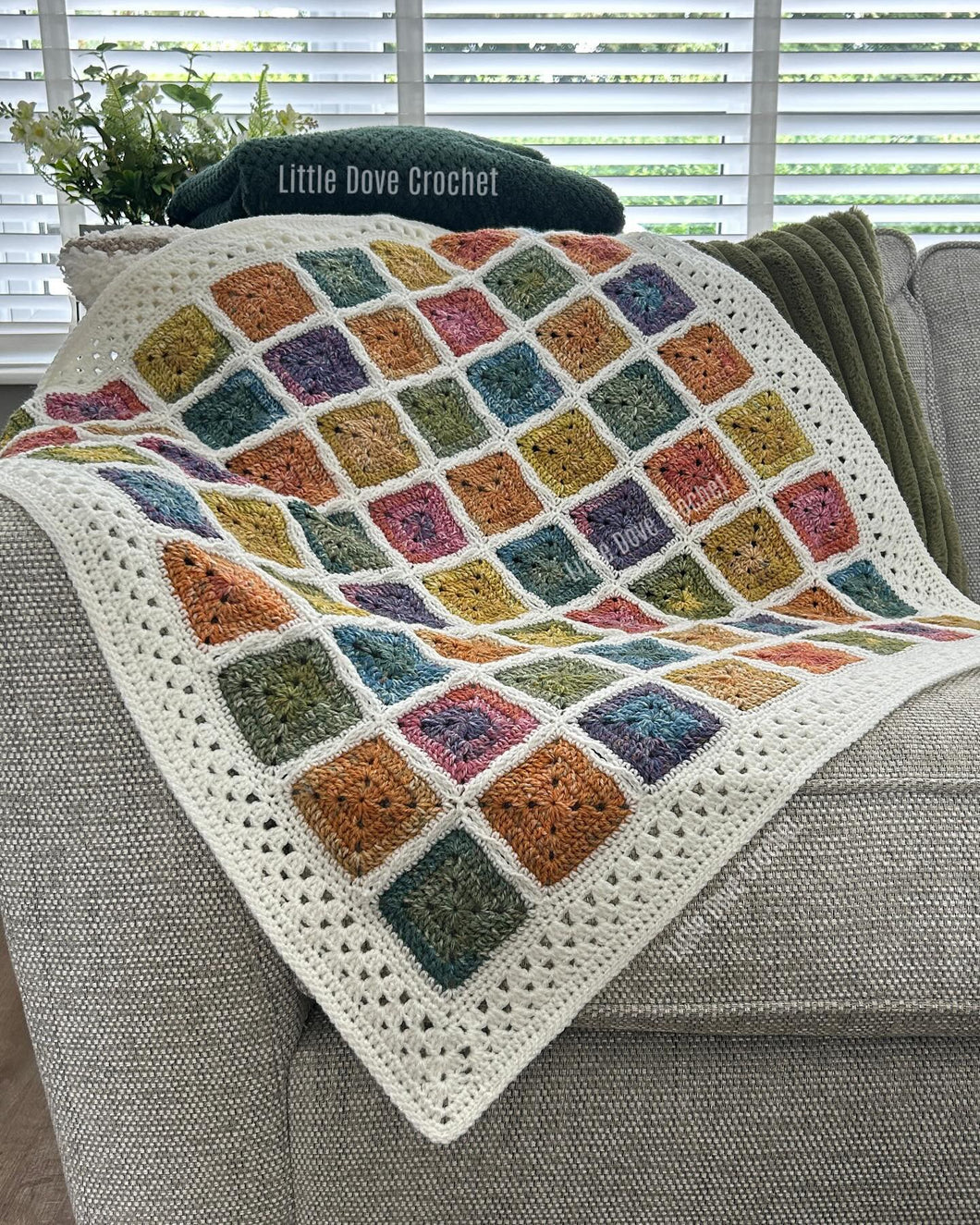 Rainbow Solid Granny Square Blanket