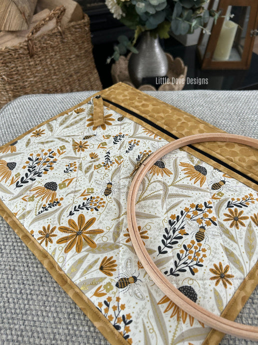 Bee and Flowers Large Project Bag