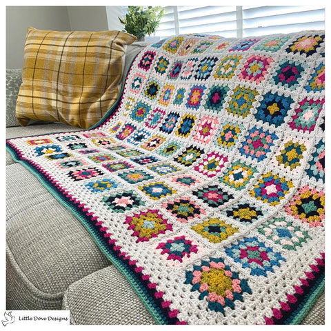Vintage Style Granny Square Lap Blanket